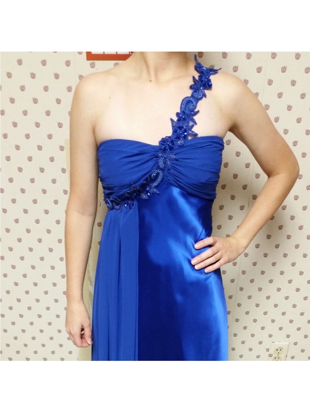 One-Shoulder Royal Blue Evening Dress